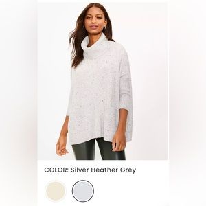 NEW! Loft Flecked Pocket Poncho Sweater - Heather Gray XL
